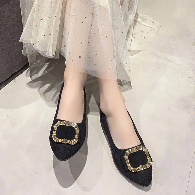 Модные женские балетки на низком каблуке, элегантные слипоны для женщин, черные, стильные, высокого качества, модный социальный бренд класса люкс, для молодых, не для отпуска
