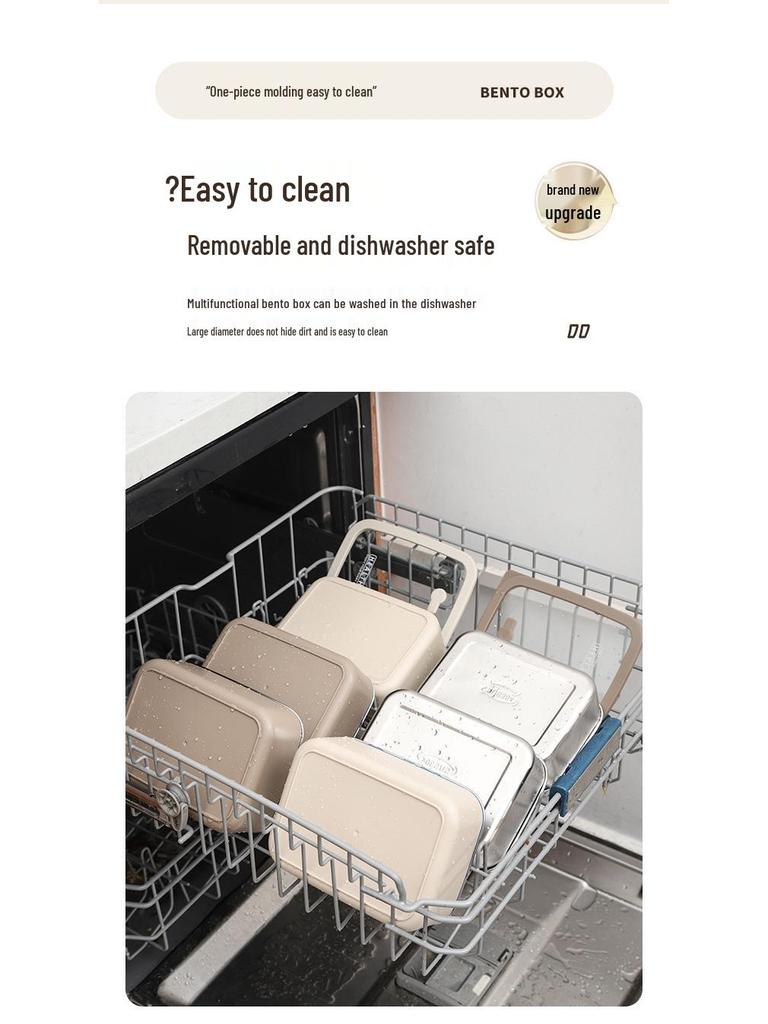 Корейский квадратный ланч-бокс из нержавеющей стали 304 с герметичной стеклянной крышкой - Подходит для микроволновой печи