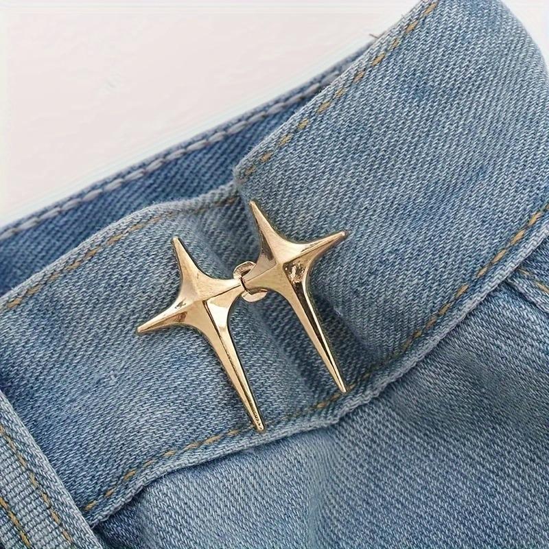 1 Pair Cross Star Metal Jeans Button Snaps Detachable Pants Clips Buttons Pins DIY Waist Tightener Clothing Buckles Sewing Tools