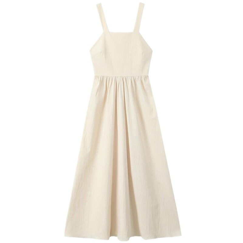 Fashion Style 2024 Summer New Women's Clothing Temperament Square Collar Sling Drape Dress Long Dress 7949653