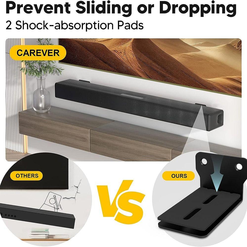 Крепления для саундбара Настенные кронштейны - Легко устанавливаемый настенный держатель-полка с защитой от падения, Универсальный монтажный кронштейн для динамика саундбара