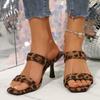 Fashion Plus Size 2025 Summer New Women's Modern Slippers Fashion Leopard Square Toe Thin Heel Sandals Classics Dress Daily Slippers