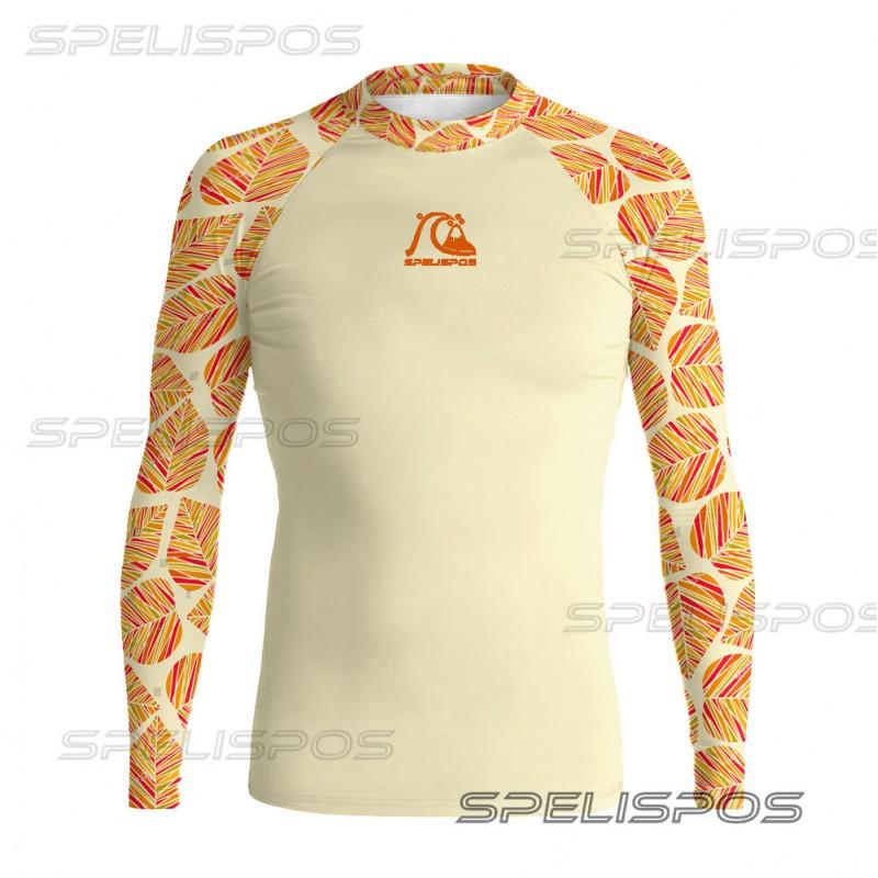 Mens Long Sleeve Rash Guard UV Protection Quick Dry Digital Print Surfing Diving Wetsuit Water Sports
