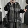 2024 Men's Trendy Oversized Suede Baseball Jacket - Retro American Style for Spring and Autumn