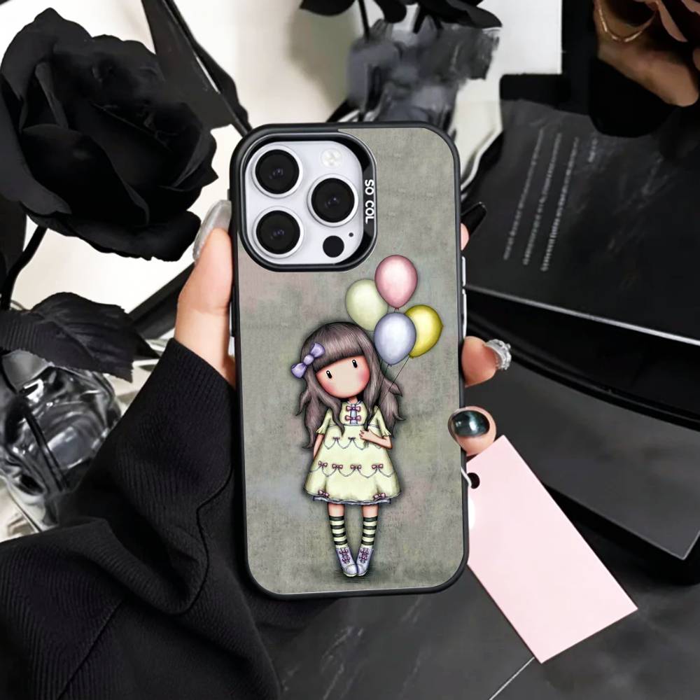 L-Lovely S-Santoro G-Gorjuss Серия Чехол для Телефона Для iPhone17,16,15,14,13,12,11 Plus,Pro Max Цветной Посеребренный Внутренняя Крышка