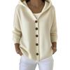 Женский кардиган с капюшоном, повседневный вязаный худи-пальто на пуговицах с длинным рукавом, большого размера, на осень