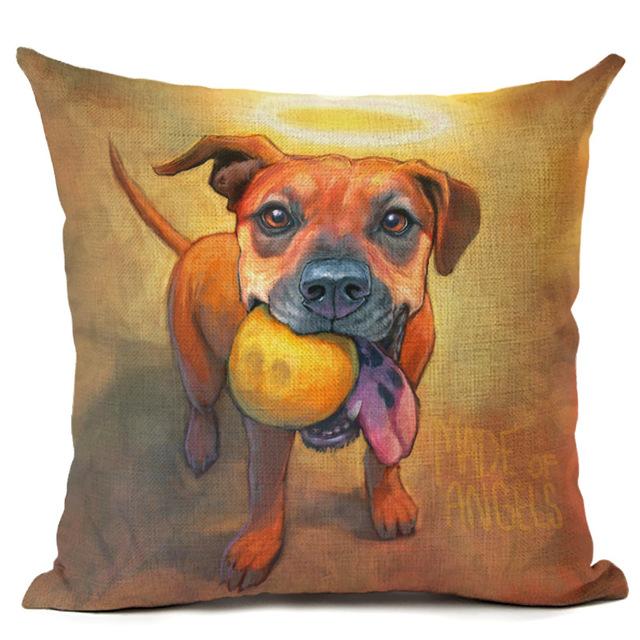 New Cartoon Cotton Linen Cute Dog Printing Pillow Case Home Decorative Pillowcase Cover