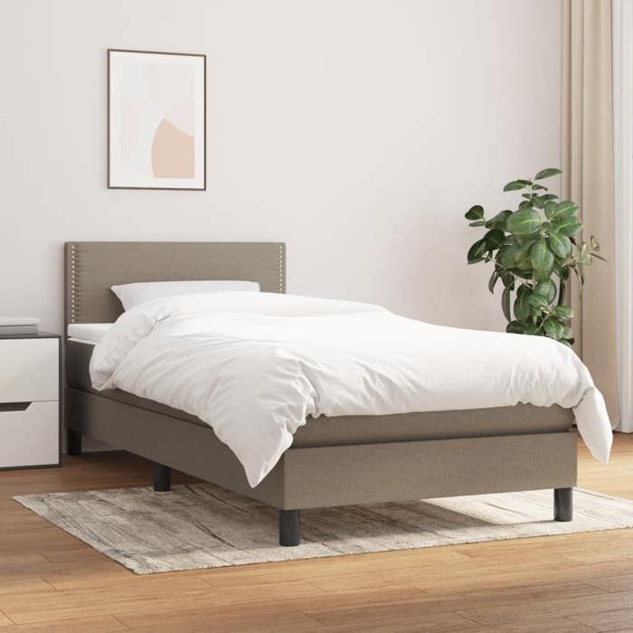 Maison Exclusive - Sommier à lattes de lit avec matelas Taupe 90x190 cm Tissu