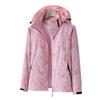 Women Jacket Outdoor Windbreaker Single-layer Waterproof Leaf Print Breathable Long Sleeve Hooded Zipper Pockets Zip Up
