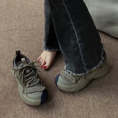 Кроссовки на платформе женские новые уродливые милые туфли для пап с круглым носком на осень и зиму 2025 года