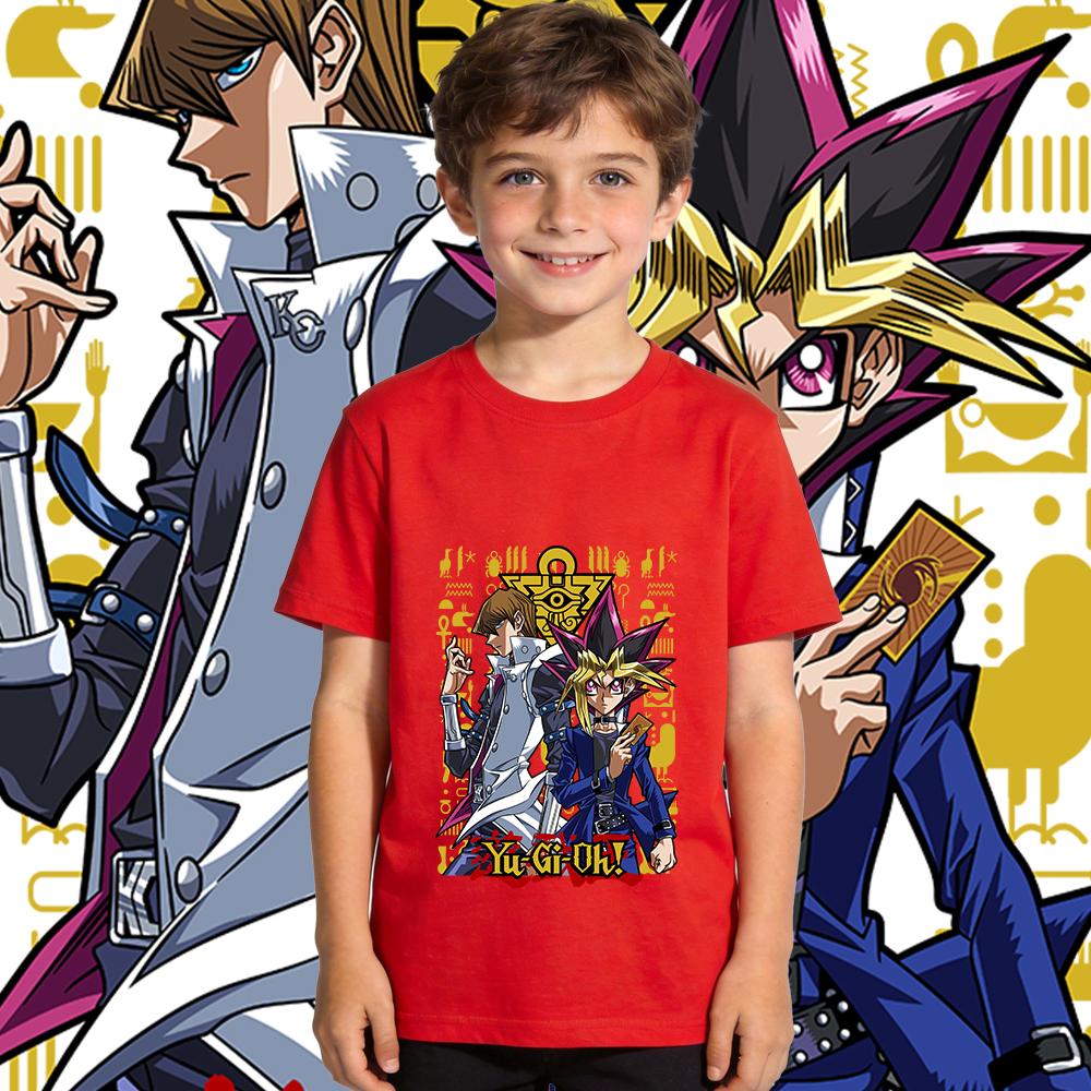 Yu Gi Oh Seto x Yugi Anime Print Cotton T Shirt for Boys and Girls Kids Casual Soft Breathable Top