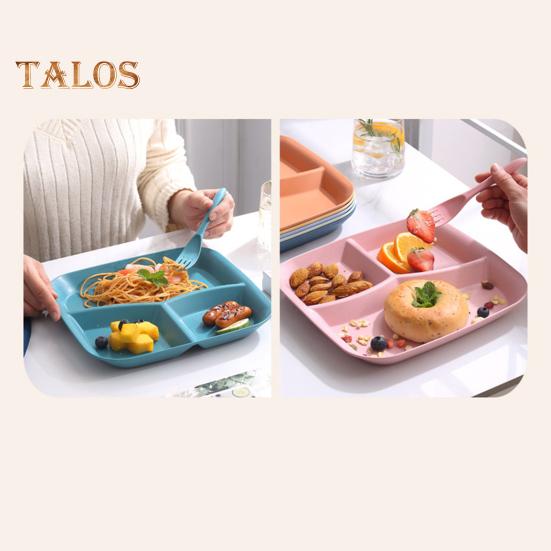 Прямоугольная обеденная тарелка, 3 отделения, пищевой полипропилен, можно мыть в посудомоечной машине, взрослые дети, завтрак, закуска, овощная еда, сервировочное блюдо, кухонные принадлежности