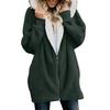 Women Winter Fuzzy Fleece Hooded Jacket Fluffy Fur Coat Stitching Color Outerwear Hoody