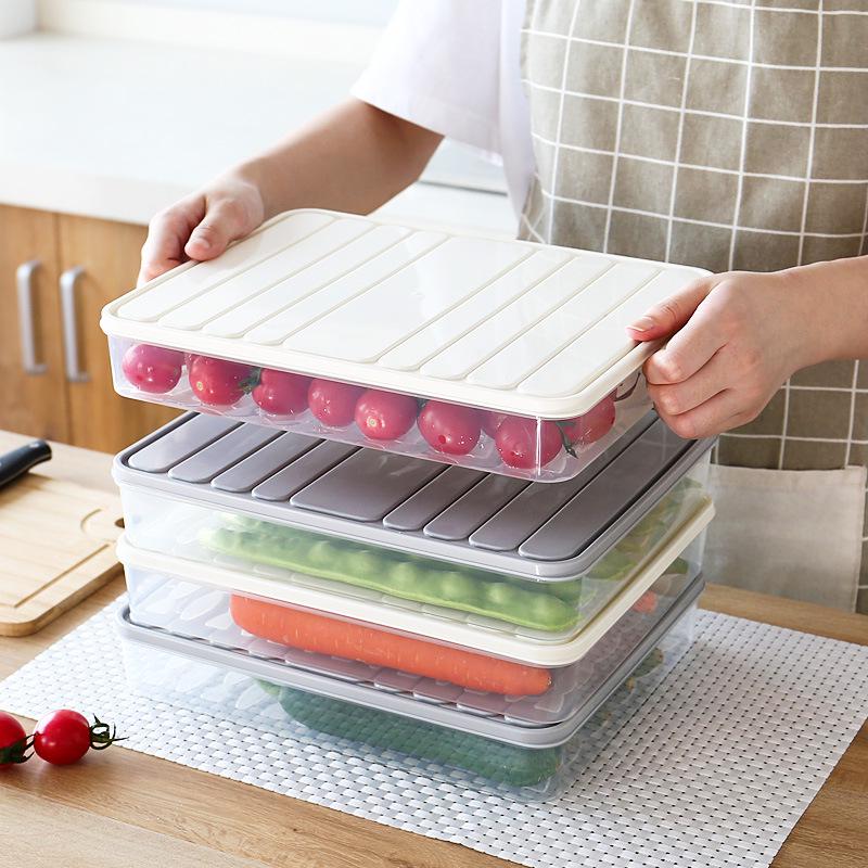 Japanese Large Square Transparent Refrigerator Storage Box Single Layer Plastic With Seal For Freshness