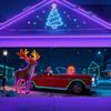 UV Activated Christmas Garage Door Cover Fluorescent 2D Flat Christmas Door Banner Lighted Holiday Cartoon Backdrop for Xmas Indoor Outdoor Wall Decor