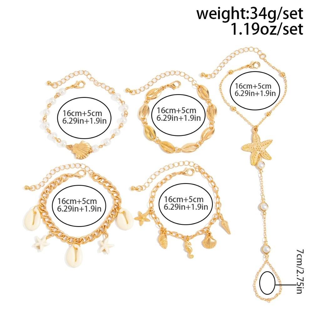 Pearl Conch Beaded Bangles Starfish Wrap Charm Hand Chain New Multilayer Shell Bracelets Gifts