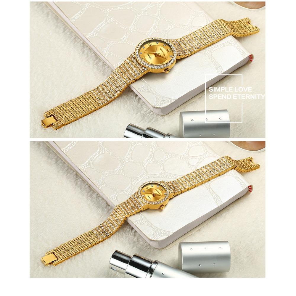 CRRJU New Men's and Women's Couple Watches Women's Watches Women's Gold Diamond-studded Watches Full of Stars and Diamonds