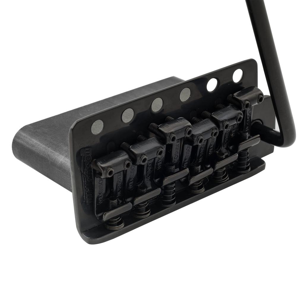 Wilkinson WVC-SB 6-Point Tremolo Bridge Unit with Vintage Steel Saddles and Full Steel Block for USA Vintage StratJapanese Strat Guitars, Black