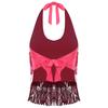 Womens Sleeveless Halter Top Sequins Tassel Fringe Crop Bra Dance Wear