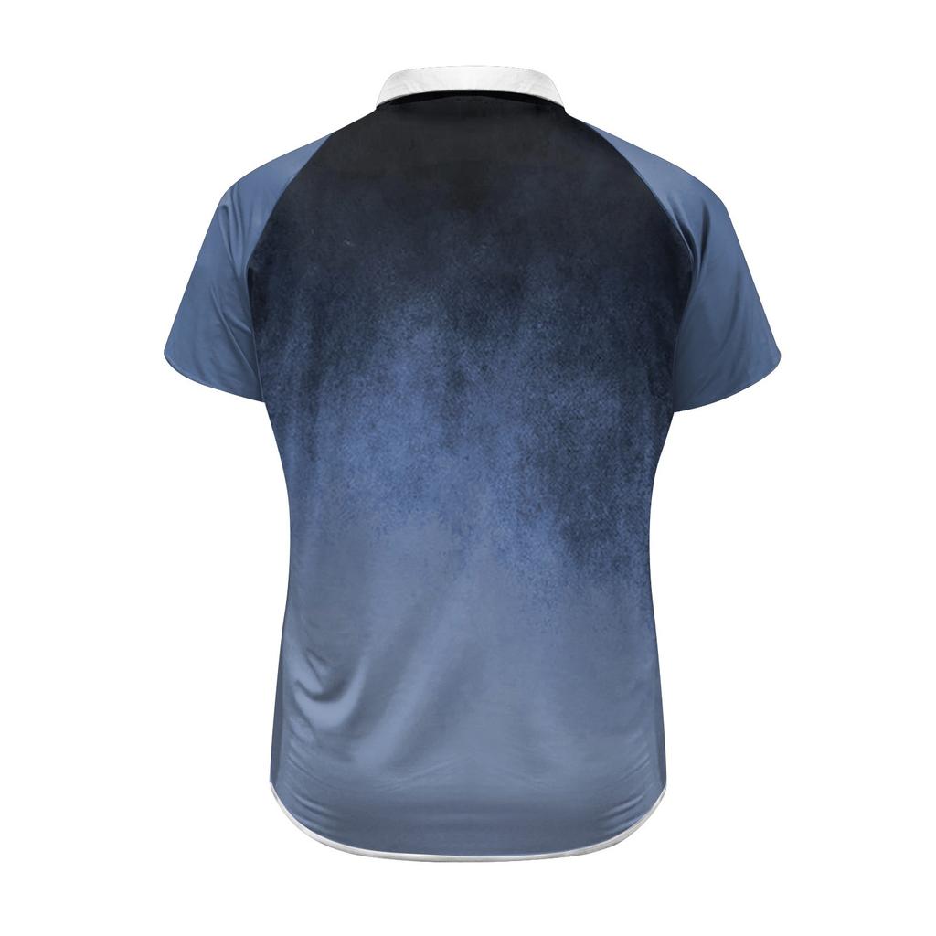 Men's Three Button Printed Lapel Short Sleeve Shirt Top