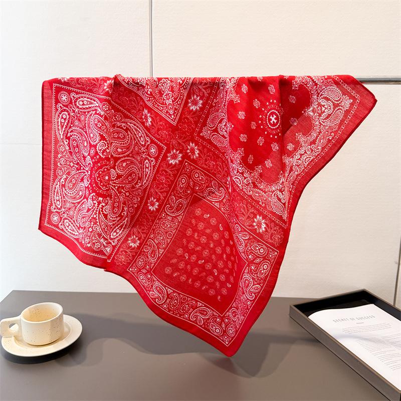 Cashew Print Hairbands Scarf Women Elagant Cotton Linen Feeling Bandana Neck Kerchief Head Bands Foulard Female Scarfs