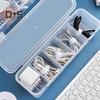 Transparent Data Cable Storage Box with Lid 5 Compartments Large Capacity Multi-purpose Charging Cord Jewelry Trinkets Organizer Case Container