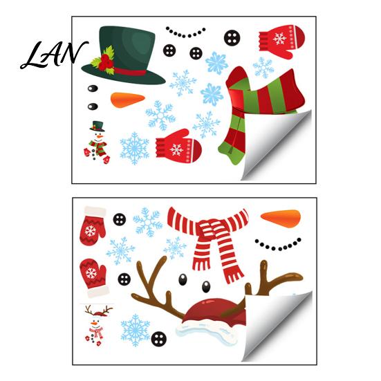 Holiday Window Decoration 2Pcs Christmas Snowman Static Stickers, Simple Double Clings, Indoor Outdoor Winter Decor PVC Waterproof Decals for