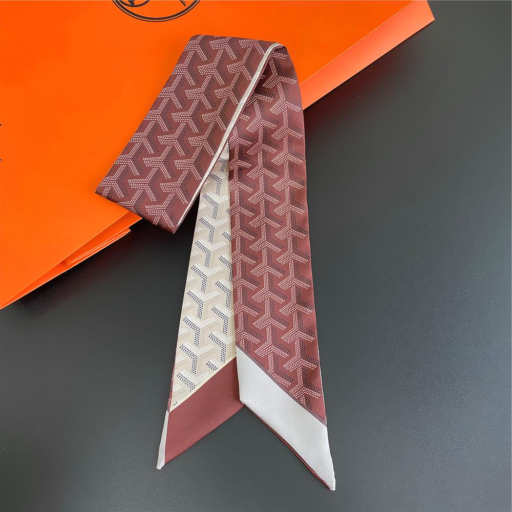Геометрический корейский шарф с треугольными ромбами: Женская шелковая лента для сумок и резинок для волос