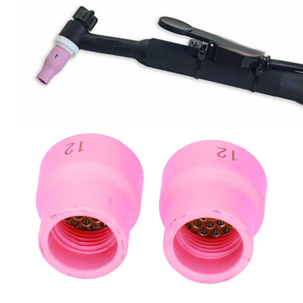 2Pcs TIG Welding Cup 12#/14# Ceramic Nozzle Accessory Set Kit for WP9/17/18/20/25/26(White )