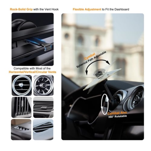 Car Cymbal Air Vent, Automotive Crash Cymbal, Clip-Type Car Air Vent, Mini Drum Crash Cymbals with Adjustable Arm, Compact Car Cymbals, Musical Instru