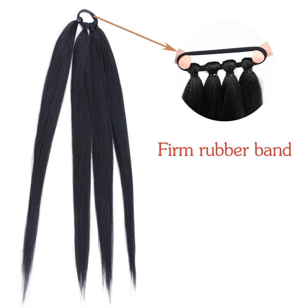 MISS WIG Ponytail Extensions Synthetic Boxing Braids Wrap Around Tail with Rubber Band Hair Ring 26 Inch DIY Brown Ombre Braid