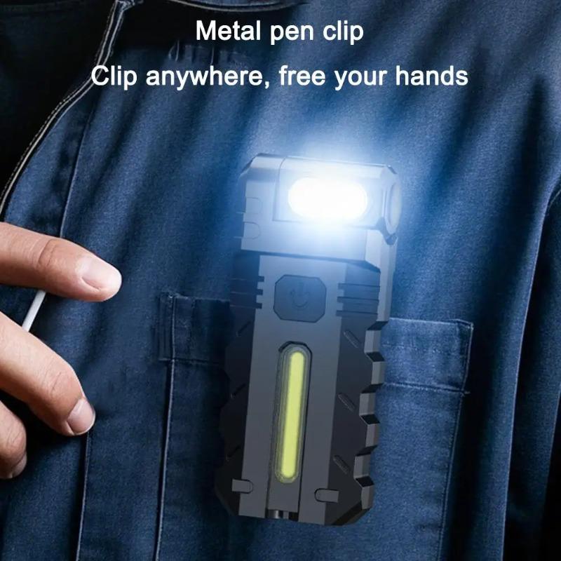 Магнитный светодиодный фонарик Мини-фонарик Вращающаяся на 180° головка EDC Карманный фонарик Портативный рабочий свет Наружный аварийный фонарь