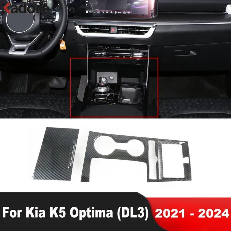 Car Center Console Gear Shift Box Panel Cover Trim For Kia Optima K5 2024 Carbon Fiber Interior Accessories