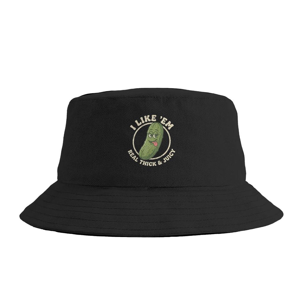 I Like Em Real Thick And Juicy Funny Strawberry Bucket Hat Summer Casual FisherUnisex Hats For Couple Breathable Fishing Caps