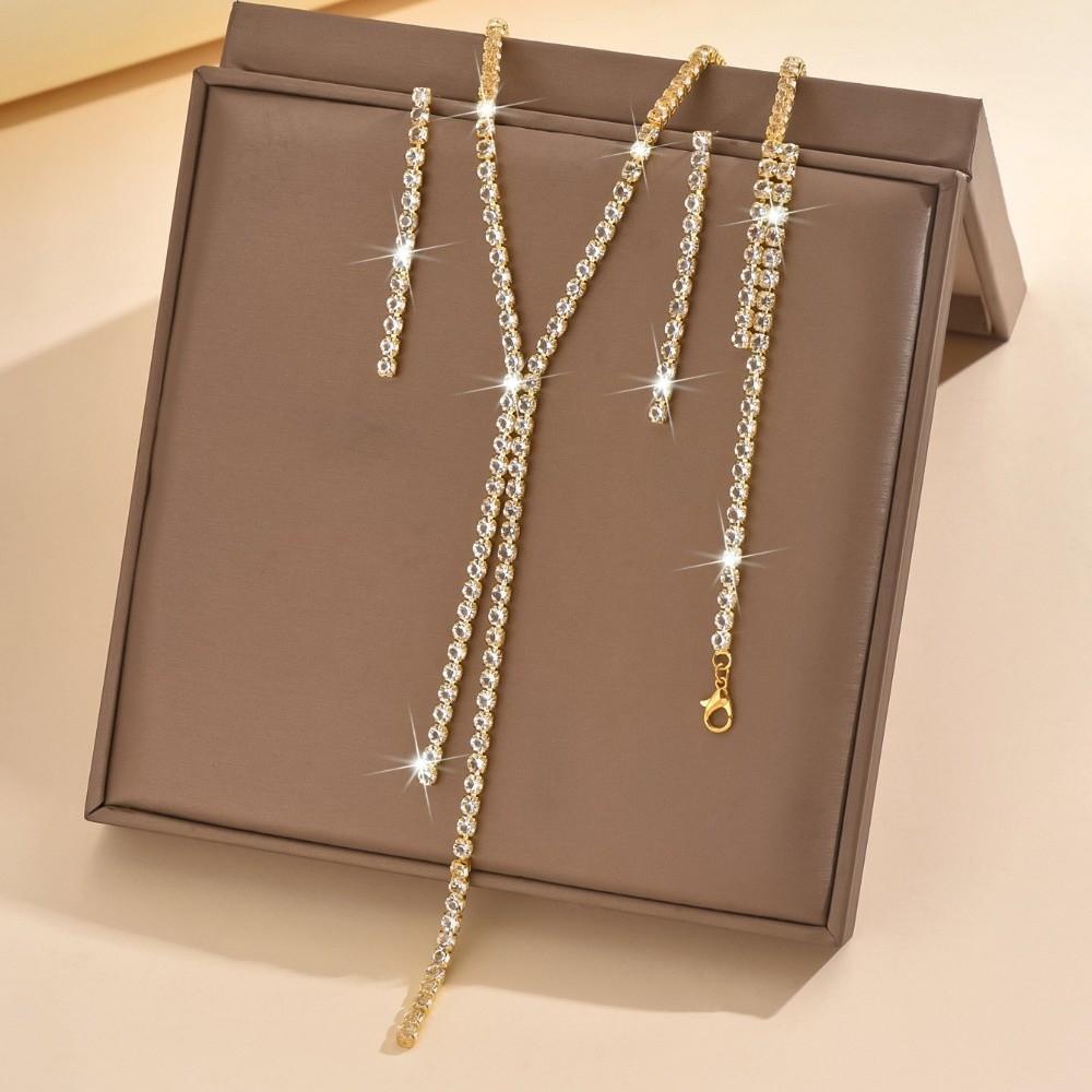 Набор ювелирных изделий из 4 шт. со сверкающими стразами Изысканный набор с кристаллами Свадебная вечеринка