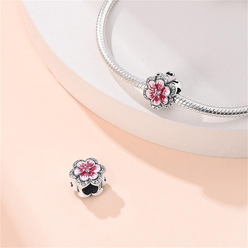 Весенний медный Цвет Сакура Бабочка Цветы Шарм Бусины Шармы Бусины Шармы Совместимы С 3мм Оригинальными Браслетами Тонкий Сделай Сам Ювелирные Изделия Рождение