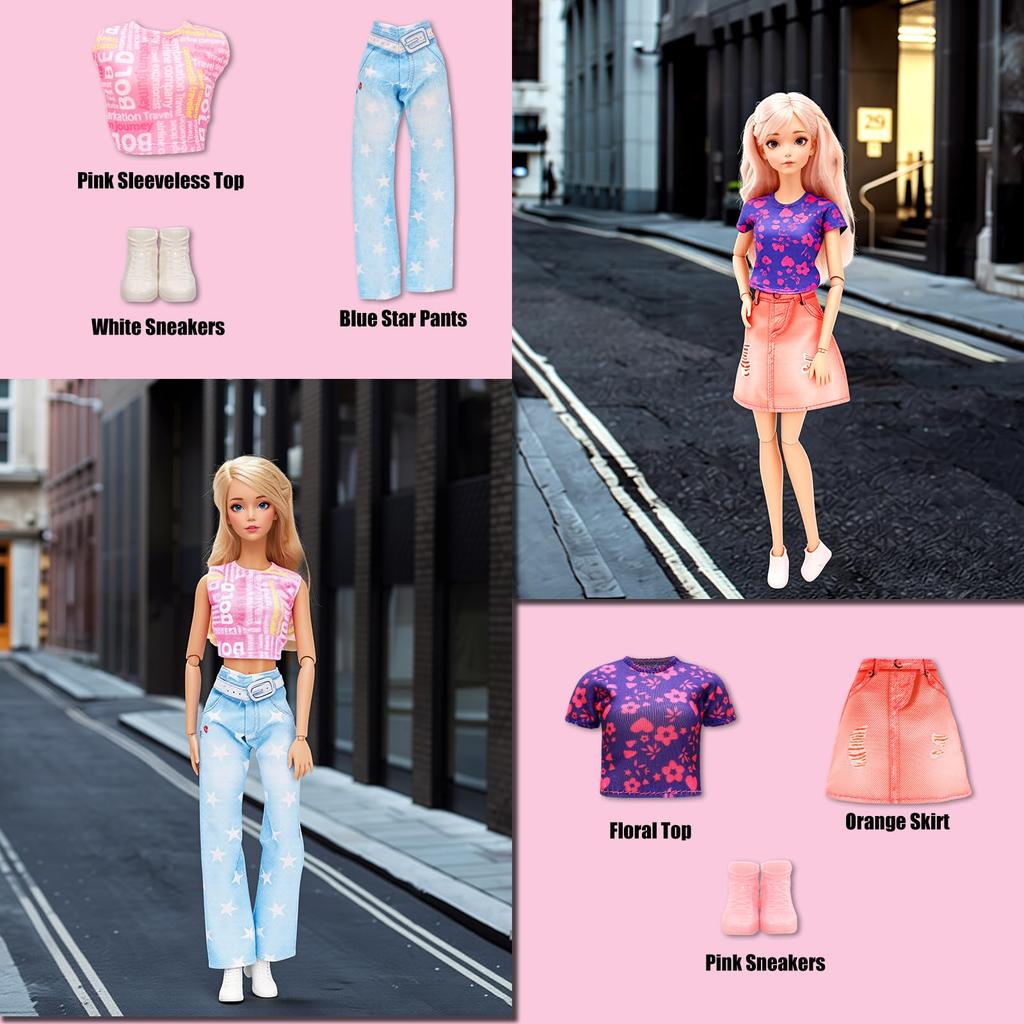 Doll Camping Set for 30cm Dolls Includes 2 Food Daily Necessities Sleeping Tent Dog and 2 Pairs of Shoes - Outfits, 14-Piece Set, 8-Piece Set, Mirror,