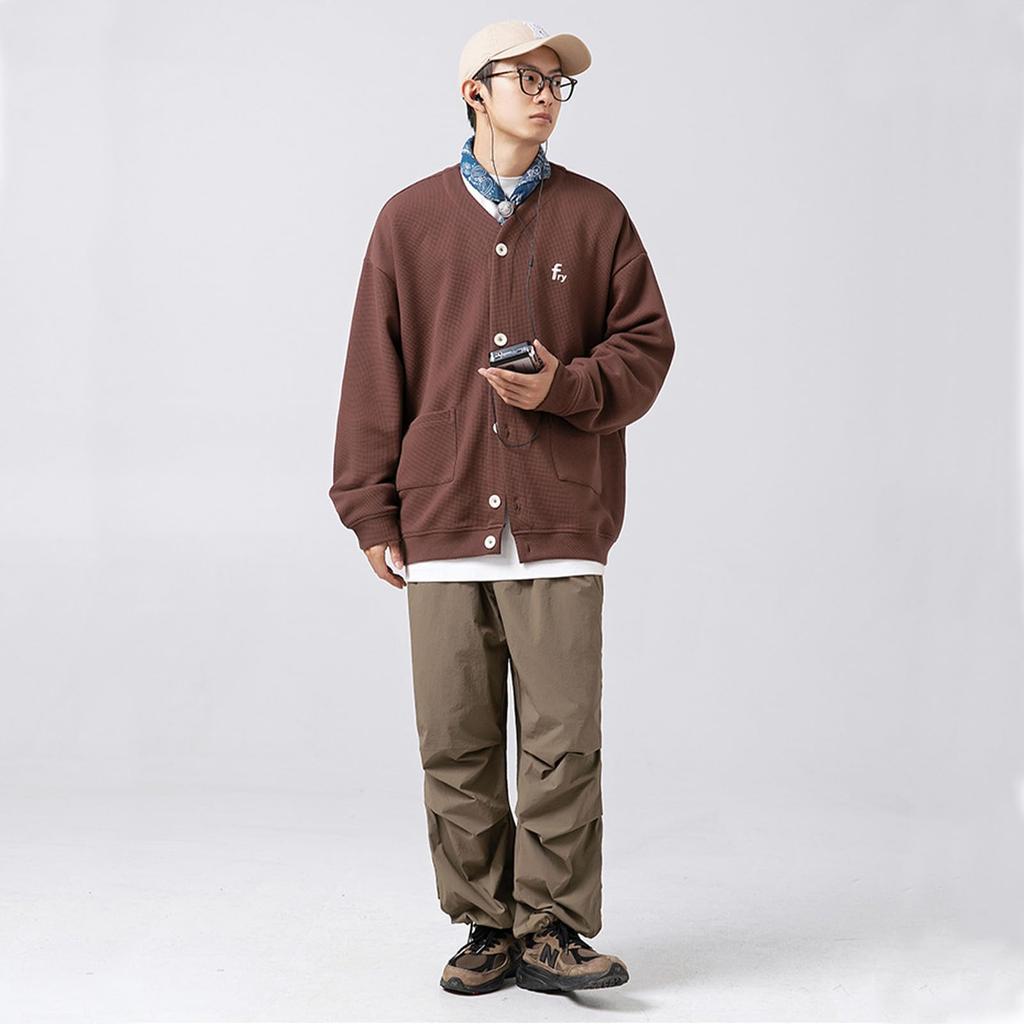 Кардиган мужской Seuyae Knit Plus Street Long English L, Стильный, Размер, V-образный вырез, Повседневный, Стиль, Рукава, Вышивка, Прогулки весной/осенью, Работа, Хаки,