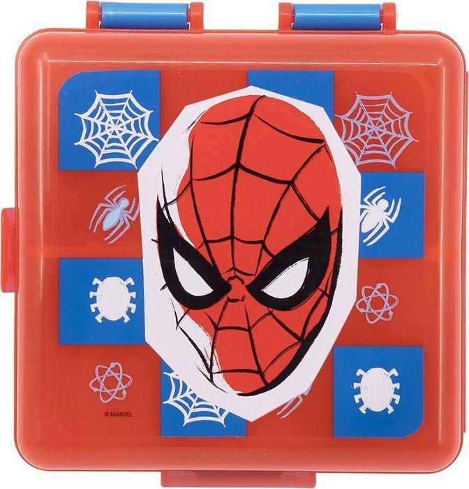 Vehicule Porteur Tataway Boîte à Sandwich en Plastique pour Enfants Marvel Spiderman Rouge avec Plusieurs Compartiments