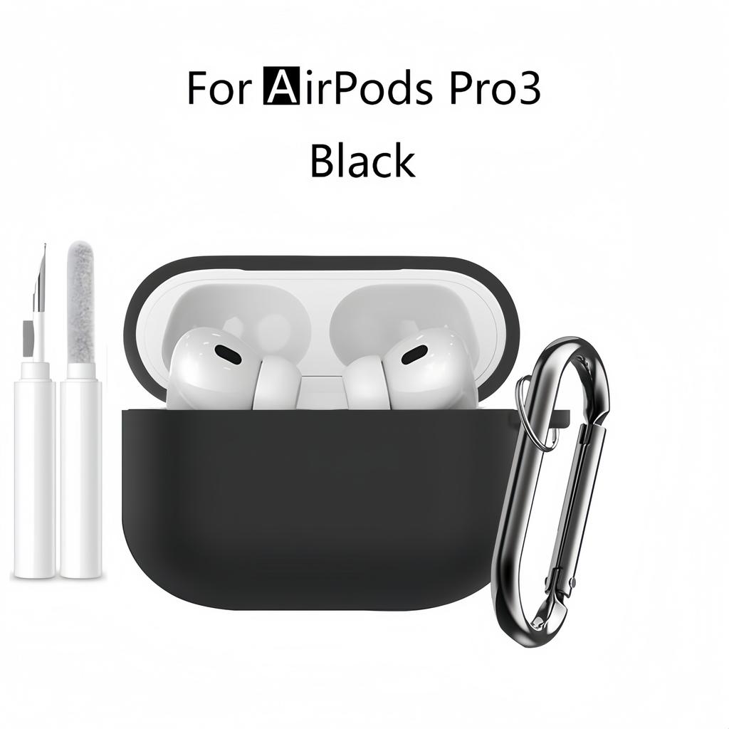 Новый 2025 Чехол для Apple Airpods Pro 3 Мягкий силиконовый Полная защитная крышка с чистящим набором и брелком для чехла Airpods Pro 3