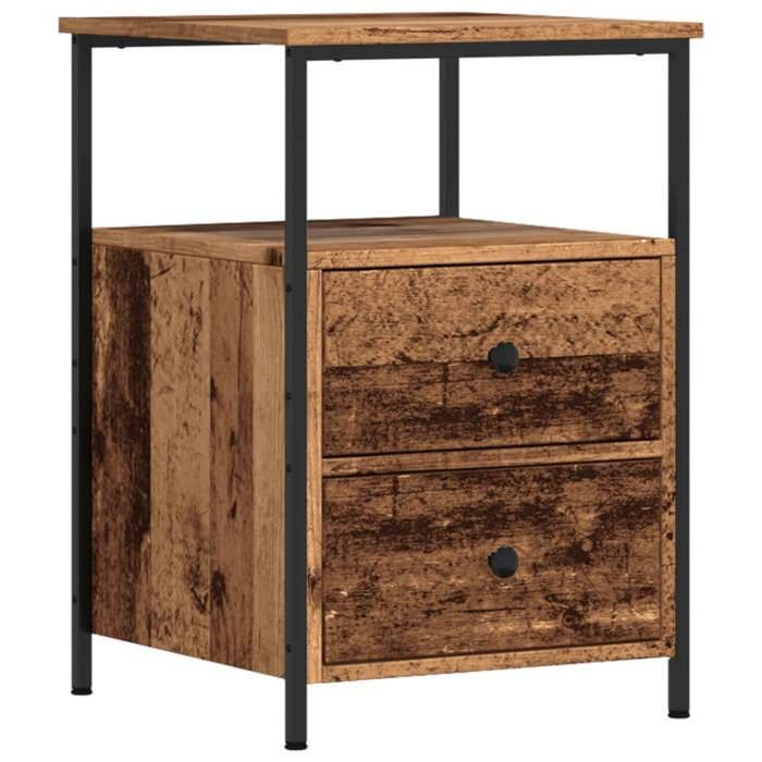 VidaXL Table de chevet vieux bois 34x35,5x50 cm bois d’ingénierie, meuble de chevet, table d'appoint, armoire de lit, 857258