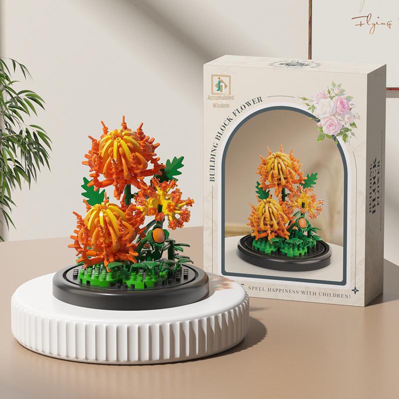 Valentine's Day Eternal Rose Bouquet: Compatible with Lego China Building Blocks, Flower Plant Potted Children's Toy