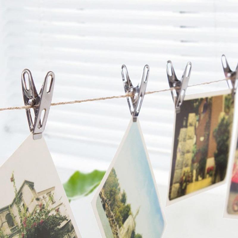 20Pcs Stainless Steel Clothes Pegs Washing Clips Household Clothing Sealing Clip Windproof Clips Hang Pins Metal Clips Clamps