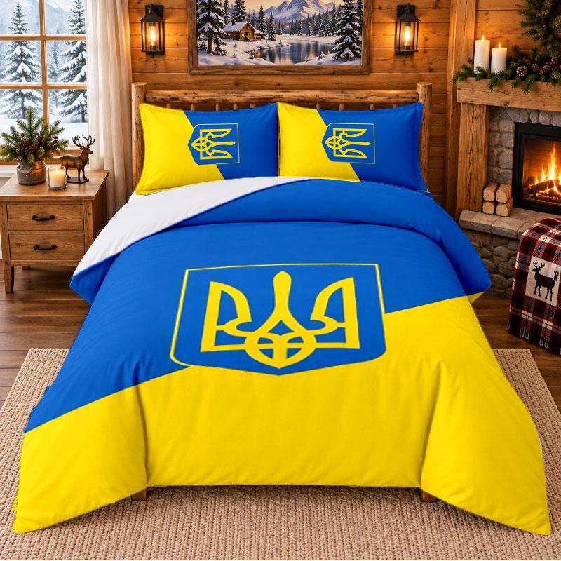 Ukraine Pattern Bedding 3Pcs Set Bed Sheet And Pillowcases For Indoor Bedroom