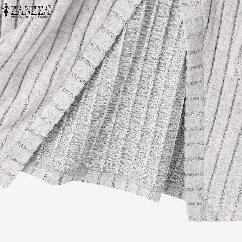 ZANZEA Женская повседневная тонкая блузка с квадратным воротником и длинным рукавом, нерегулярный подол