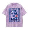2026 More Amor Por Favor Spanish Slogan Red Lip Print Washed T Shirt Cute Love Casual Oversized Short Sleeve Streetwear Unisex T