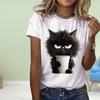 Модная женская футболка с принтом мультяшного кота, забавная повседневная футболка с круглым вырезом и короткими рукавами, летняя женская футболка