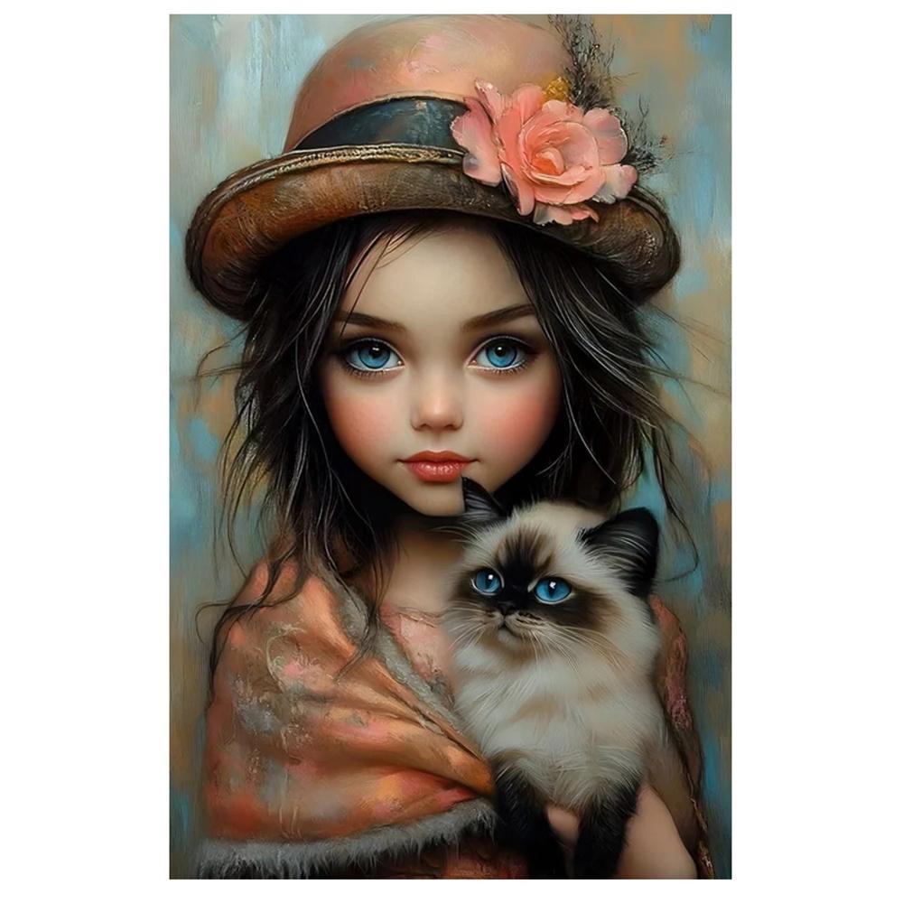 5D Алмазная Живопись Девочка Сова Лягушка Кошка Бабочка Картина Полная Алмазная Мозаика Эльф Вышивка Крестом Наборы Искусство Домашнее Украшение