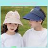 Breathable Summer Kid Sun Hat Wide Brim Cartoon Bear Sunshade Outdoor Activities