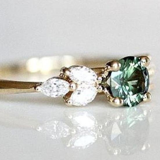 Леди кольцо на палец зеленый изысканный горный хрусталь циркон кубическое женское кольцо для свадьбы